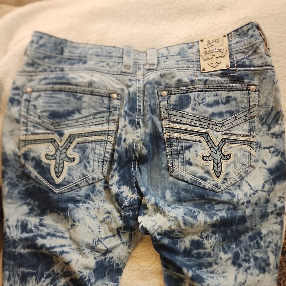 Rock Revival Blue Patterned Relaxed Jeans